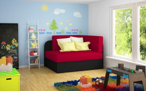 Canapea extensibila 2 locuri, ELTAP, Rosa, 104x75x60 cm, lemn/poliester, rosu/negru