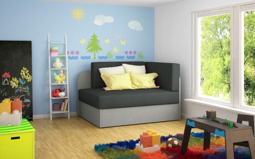 Canapea extensibila 2 locuri, ELTAP, Rosa, 104x75x60 cm, lemn/poliester, gri inchis/gri
