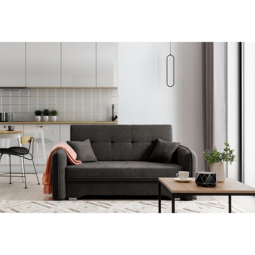 Canapea extensibila 3 locuri, ELTAP, Laine, 155x105x75 cm, lemn/poliester, gri inchis