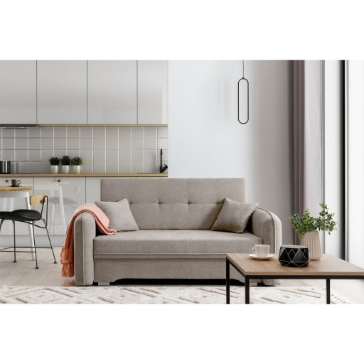 Canapea extensibila 3 locuri, ELTAP, Laine, 155x105x75 cm, lemn/poliester, bej