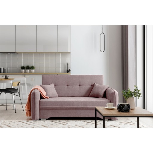 Canapea extensibila 3 locuri, ELTAP, Laine, 155x105x75 cm, lemn/poliester, roz