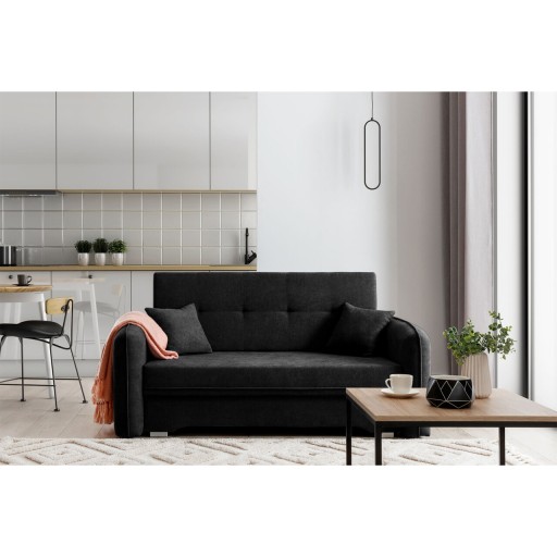 Canapea extensibila 3 locuri, ELTAP, Laine, 155x105x75 cm, lemn/poliester, negru