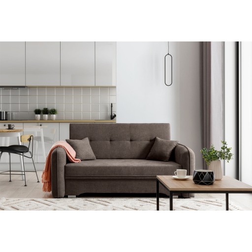 Canapea extensibila 3 locuri, ELTAP, Laine, 155x105x75 cm, lemn/poliester, maro inchis
