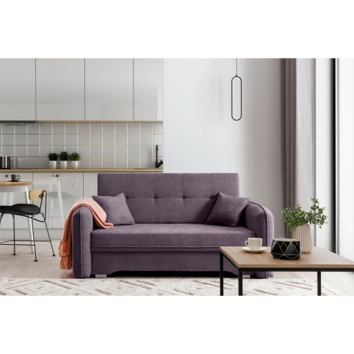 Canapea extensibila 3 locuri, ELTAP, Laine, 155x105x75 cm, lemn/poliester, mov