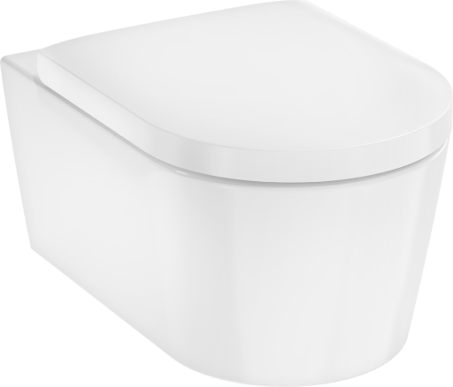 Set vas wc suspendat Hansgrohe EluPura S AquaFall Flush  SmartClean si capac cu inchidere lenta  alb