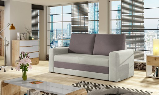 Canapea extensibila 2 locuri, ELTAP, Wave, 150x90x90 cm, lemn/poliester, gri deschis