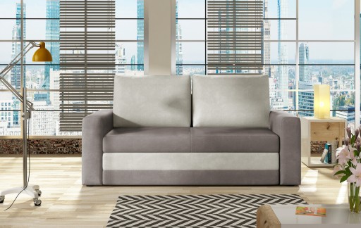 Canapea extensibila 2 locuri, ELTAP, Wave, 150x90x90 cm, lemn/poliester, gri inchis/gri deschis
