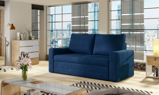 Canapea extensibila 2 locuri, ELTAP, Wave, 150x90x90 cm, lemn/poliester, albastru
