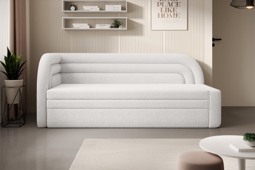 Canapea extensibila brat stanga 3 locuri, ELTAP, Fabillo, 223x86x80 cm, lemn/poliester, alb