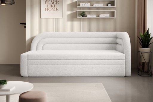 Canapea extensibila brat dreapta 3 locuri, ELTAP, Fabillo, 223x86x80 cm, lemn/poliester, alb