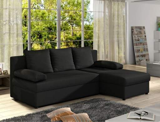 Coltar extensibil reversibil 3 locuri, ELTAP, Gino, 201x143x90 cm, lemn/poliester, negru