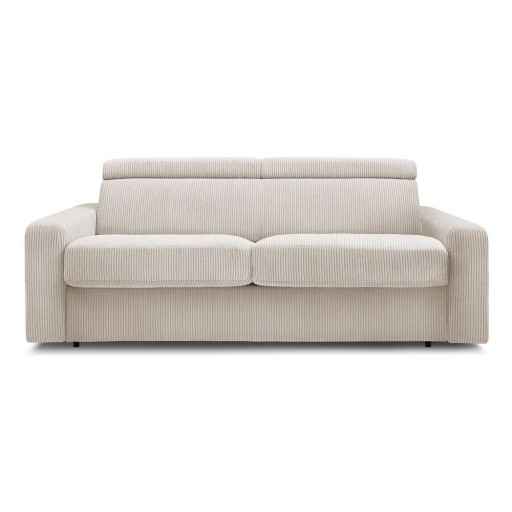 Canapea crem extensibilă cu tapițerie din catifea reiată 215 cm Monaco – Bobochic Paris