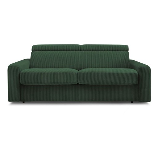 Canapea verde-închis extensibilă cu tapițerie din catifea reiată 215 cm Monaco – Bobochic Paris
