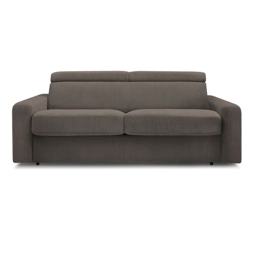 Canapea gri/maro extensibilă cu tapițerie din catifea reiată 215 cm Monaco – Bobochic Paris