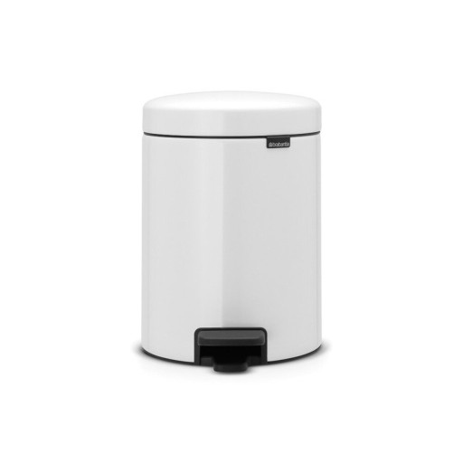 Cos de gunoi cu pedala, Brabantia, NewIcon, 5 L, 27.2x20.5x29.1 cm, otel, alb