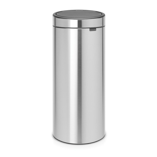 Cos de gunoi cu soft touch, Brabantia, Touch New Matt, 30 L, 32x29.5x72 cm, otel, argintiu