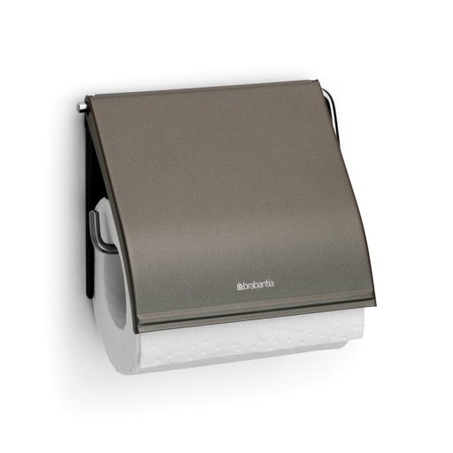 Suport hartie igienica, Brabantia, ReNew Platinum, 13.2x1.7x12.3 cm, otel, gri inchis