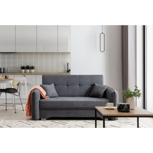 Canapea extensibila 3 locuri, ELTAP, Laine, 155x105x75 cm, lemn/poliester, gri
