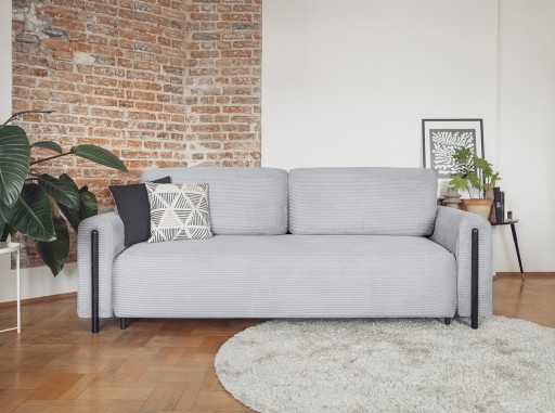 Canapea extensibila 3 locuri, ELTAP, SO-ARC-BL-04JAR, Arcadova, 244x97x97 cm, lemn/poliester, gri/negru