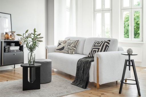 Canapea extensibila 3 locuri, ELTAP, SO-ARC-OA-03ROY, Arcadova, 244x97x97 cm, lemn/poliester, gri deschis/stejar