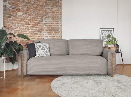 Canapea extensibila 3 locuri, ELTAP, SO-ARC-OA-20JAR, Arcadova, 244x97x97 cm, lemn/poliester, bej inchis/stejar
