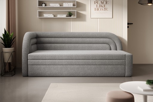 Canapea extensibila brat stanga 3 locuri, ELTAP, Fabillo, 223x86x80 cm, lemn/poliester, gri deschis