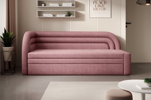 Canapea extensibila brat stanga 3 locuri, ELTAP, Fabillo, 223x86x80 cm, lemn/poliester, roz