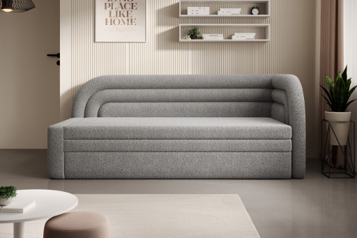 Canapea extensibila brat dreapta 3 locuri, ELTAP, Fabillo, 223x86x80 cm, lemn/poliester, gri deschis