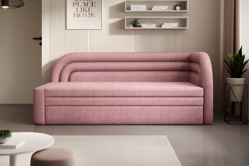 Canapea extensibila brat dreapta 3 locuri, ELTAP, Fabillo, 223x86x80 cm, lemn/poliester, roz