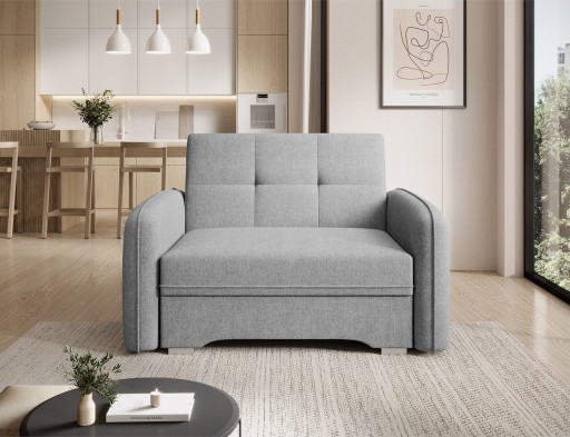 Canapea extensibila 1 loc, ELTAP, Laine, 102x109x84 cm, lemn/poliester, gri deschis
