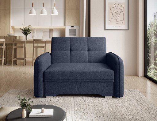 Canapea extensibila 1 loc, ELTAP, Laine, 102x109x84 cm, lemn/poliester, albastru inchis