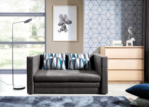 Canapea extensibila 2 locuri, ELTAP, Neva, 132x70x62 cm, lemn/poliester, gri