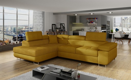 Coltar extensibil stanga 4 locuri, ELTAP, Anton, 272x203x85 cm, lemn/poliester, mustar
