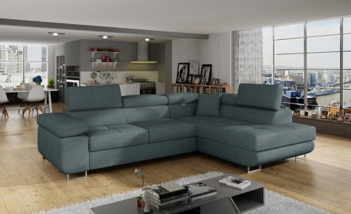 Coltar extensibil dreapta 4 locuri, ELTAP, Anton, 272x203x85 cm, lemn/poliester, albastru