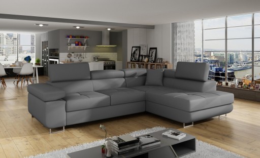 Coltar extensibil dreapta 4 locuri, ELTAP, Anton, 272x203x85 cm, lemn/poliester, gri inchis/gri inchis