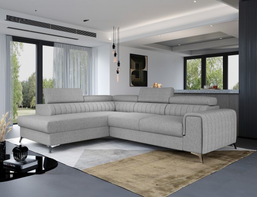 Coltar extensibil stanga 4 locuri, ELTAP, Lau-07, Laurence, 278x205x92 cm, lemn/poliester, gri deschis