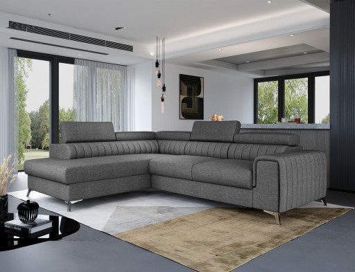 Coltar extensibil stanga 4 locuri, ELTAP, Lau-19, Laurence, 278x205x92 cm, lemn/poliester, gri inchis