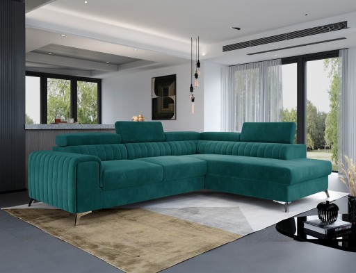 Coltar extensibil dreapta 4 locuri, ELTAP, Lau-38, Laurence, 278x205x92 cm, lemn/poliester, verde deschis