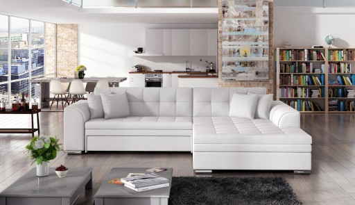 Coltar extensibil dreapta 4 locuri, ELTAP, Sorento, 296x194x78 cm, lemn/poliester, alb
