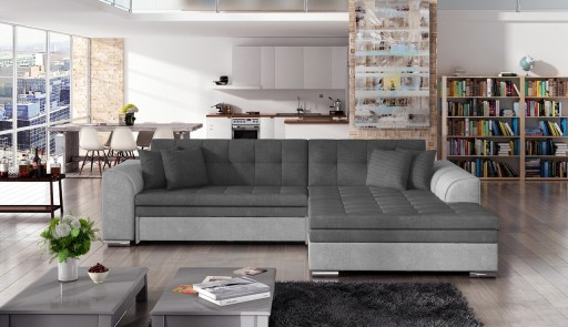 Coltar extensibil dreapta 4 locuri, ELTAP, Sorento, 296x194x78 cm, lemn/poliester, gri inchis/gri deschis