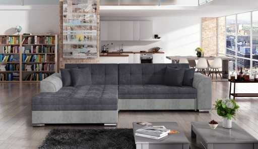 Coltar extensibil stanga 4 locuri, ELTAP, Sorento, 296x194x78 cm, lemn/poliester, gri/gri deschis