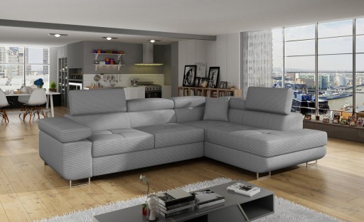Coltar extensibil dreapta 4 locuri, ELTAP, Anton, 272x203x85 cm, lemn/poliester, gri