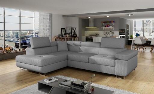 Coltar extensibil stanga 4 locuri, ELTAP, Anton, 272x203x85 cm, lemn/poliester, gri