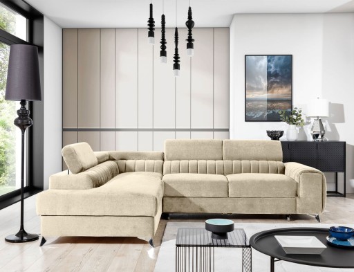 Coltar extensibil stanga 4 locuri, ELTAP, LAU-352, Laurence, 278x205x92 cm, lemn/poliester, bej