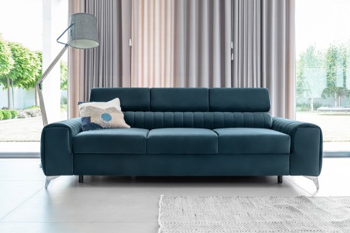 Canapea extensibila 3 locuri, ELTAP, SO-LAU-40NU, Laurence, 261x97x105 cm, lemn/poliester, albastru inchis