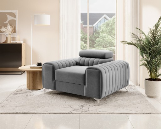 Fotoliu, ELTAP, AR-LAU-04NU, Laurence, 125x97x105 cm, lemn/poliester, gri deschis