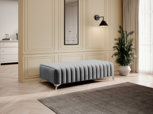 Bancheta, ELTAP, PU-LAU-03NU, Laurence, 132x64x36 cm, poliester, gri deschis