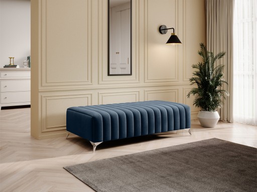 Bancheta, ELTAP, PU-LAU-40NU, Laurence, 132x64x36 cm, poliester, albastru inchis