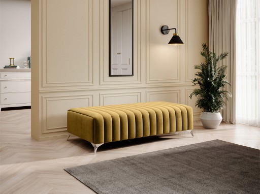 Bancheta, ELTAP, PU-LAU-45NU, Laurence, 132x64x36 cm, poliester, mustar