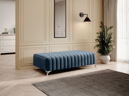 Bancheta, ELTAP, PU-LAU-76MO, Laurence, 132x64x36 cm, poliester, albastru deschis